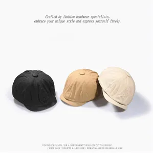 Gewaschene Vintage Schiebermütze für Damen und Herren retro lässige kurze Krempe Barette
