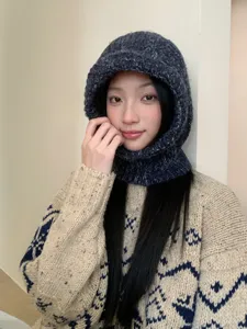 Mujer gruesa pasamontañas de punto invierno caliente proteccion de orejas gorro sombrero