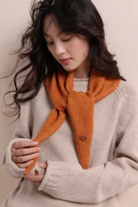 Damen Strick dreieckiger Schal Herbst Winter warm Mode gemuetlich Halstuch orange