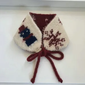 Gebreid winter oorwarmers detail, gezellig jacquard sneeuwvlok patroon met schattige sneeuwman.