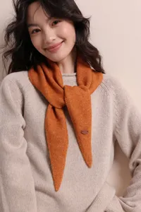 Damen Winter warm gestricktes Dreieckstuch orange Halswärmer modischer kuscheliger Kragenschal