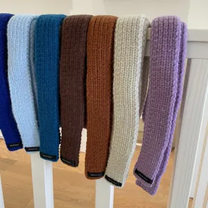 Solid color knitted small scarf fashion retro baguette scarf winter warm neck wrap chic style