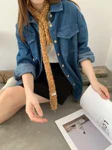Stile coreano donna autunno inverno caldo stretto sciarpa in maglia retro scaldacollo
