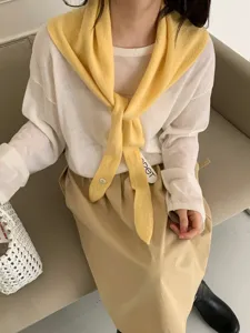 Bufanda triangular de cinta de lana 100% mujer otoño invierno moda chal elegante