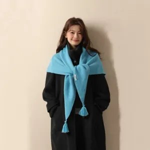 100 Prozent Reine Wolle Quastenfransen Dreieck Schal Elegant Einfarbig Gestrickt Warm Schal Umhang Für Winter Damen Herren