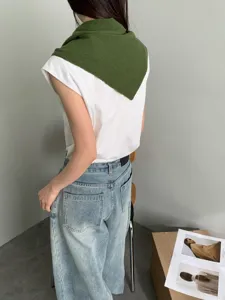 Estilo coreano 100% pura lana tejida pañuelo triángulo mujer otoño invierno chal detalle
