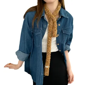 Sciarpa a maglia stretta da donna autunno inverno calda di lana incrociata stile retro
