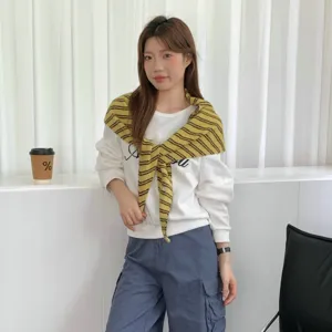 Korean Style Striped Knitted Triangle Scarf Women Autumn Winter Neck Warmer Fashion Casual Shawl Bib