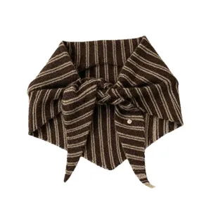 Korean striped knitted triangular scarf shawl autumn winter neck warmer versatile fashion