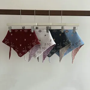 Fair-Isle Jacquard Strick Dreieckstuch Wollmischung Koreanisches Design Winter Warmes Bandana Geometrisches Muster Damen Halstuch