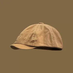 Retro Gewaschene Distressed Baumwolle Ballonmütze Unisex Schiebermütze Kurze Krempe Baskenmütze Lässige Ivy Pet Für Herren Damen Mode Hut