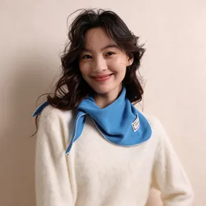 Koreanischer Stil reine Wolle gewellter Rand Dreiecksschal für Damen, warmer Halswärmer.