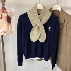 Cardigan en tricot avec écharpe croisée, élégant pull uni pour femme automne hiver.