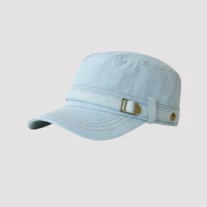 Hellblaue Jeans Kadettenmütze Vintage flache Top Kappe für Damen casual stylische Kopfbedeckung