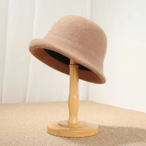 Vintage wool felt bucket hat for women, elegant short brim cloche hat, autumn winter chic.