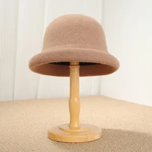 Retro wool felt cloche hat bucket hat detail, elegant short brim winter bowler hat.