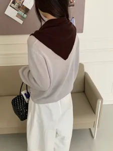 Estilo coreano 100% pura lana bufanda pañuelo triangular de punto mujer otoño invierno moda.