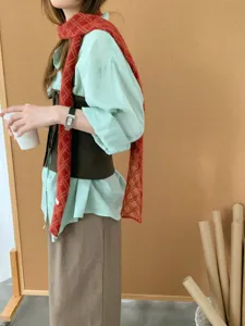 Koreanischer Stil Rautenmuster dünner langer Strickschal Damen Freizeit warmer Halsschmuck