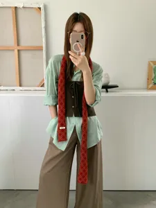 Koreanischer Stil Rautenmuster Strick Schmaler Schal vielseitig warme Wollhalskrause Damen