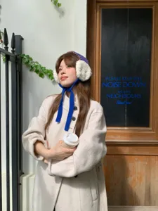 Koreanischer Stil gestreifte Ohrwärmer, Winter warme winddichte Plüsch-Ohrenschützer.