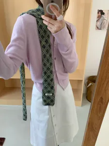Modischer gestrickter Rauten-Schlauchschal für Damen, warmer Halswärmer im Retro-Stil.