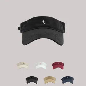 Women sun visor hat with stylish letter embroidery, summer casual anti-UV beach cap.