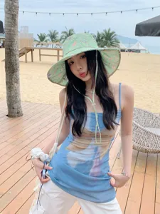 Chapeau bob élégant d'été à nœud de dessin animé pour femme, chapeau de soleil anti-UV.