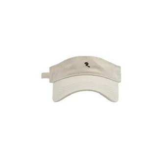 Beige empty top sun visor hat for women, casual summer outdoor UV protection beach cap.