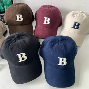 Mode B Buchstabe Bestickte Baseballkappe Baumwolle Verstellbar Gebogene Krempe Entenzunge Hut Für Herren Und Damen Lässige Sonnenkappe
