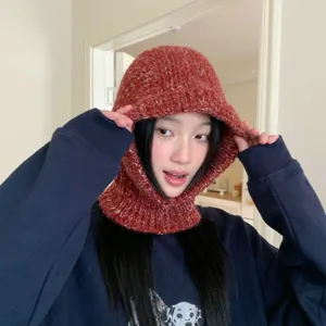 Pasamontañas de punto para mujer gorro de invierno cálido, elegante gorro de lana suave.