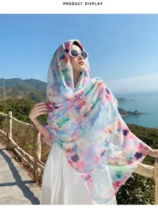 Floralprint dünnes Sonnenschutz Kopftuch Strand Schal für Damen Sommer leicht Schal