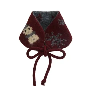 Winter warme gebreide oorbeschermers voor vrouwen schattig sneeuwman patroon strik rood