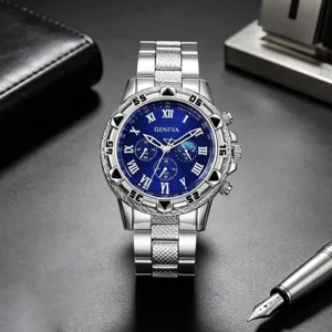Ανδρικό Επαγγελματικό Ρολόι Quartz Μόδα Λουράκι από Κράμα Μεγάλο Καντράν Ρωμαϊκοί Αριθμοί Casual Ρολόι Χεριού