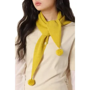 Autumn winter new versatile pompom triangle scarf wool knit scarf for women chic neck warmer