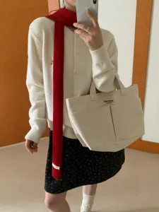 Einfarbiger, reiner Wollstrickschal im koreanischen Stil für Damen, kuschelig und warm.