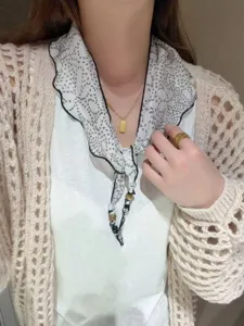 Korean style small floral triangle scarf summer new versatile beaded neck scarf for women