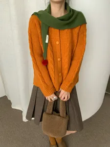 Donna sciarpa triangolare ponpon bicolore 100% lana cardigan autunno inverno scialle caldo