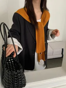 Koreaanse vintage gebreide sjaal trui vrouwen stijlvolle herfst winter kleding accessoire