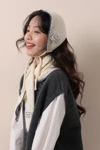 Stile coreano autunno inverno sciarpa triangolare lavorata a maglia cappello set due