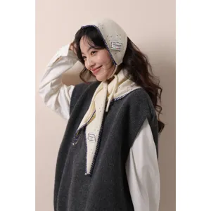 Stile coreano autunno inverno berretto in maglia e sciarpa triangolare caldo paraorecchie