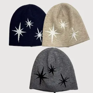Koreaanse stijl ster patroon gebreide muts voor vrouwen winter warme wol pullover muts.