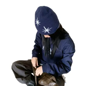 Koreaanse stijl ster patroon gebreide muts voor vrouwen herfst winter warme mode hoed.