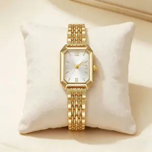 Gynaikio Roloi Quartz Moda Mikri Tetragoni Dialo Theki apo Krama Louri Allysidas apo Krama pseydargyrou Casual Elegant Roloi