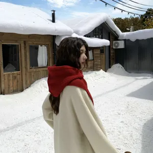 Femme hiver chaud cagoule tricotée écharpe à capuche ensemble de vêtements élégants
