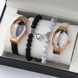 Set orologio da donna al quarzo con strass e bracciali magnetici di coppia scatola regalo.