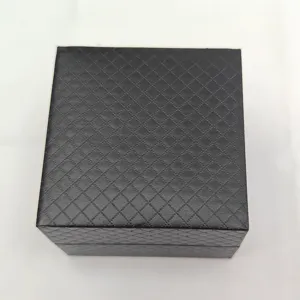 Black diamond pattern watch box, elegant square jewelry gift packaging box for men and women.
