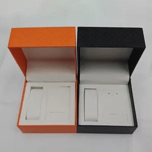 Dual color watch and jewelry gift box with white interior insert for portable storage.