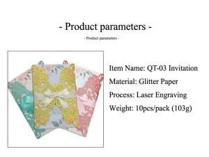Elegant laser-cut floral wedding invitations crafted with premium glitter paper.