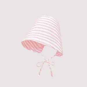 Sombrero de sol a rayas rosa y blanco ala ancha sombrero de verano plegable mujer
