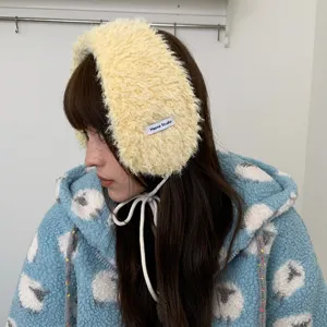 Flauschige Winter Ohrenschützer für Damen mit Bändern, koreanischer dicker warmer Plüsch.